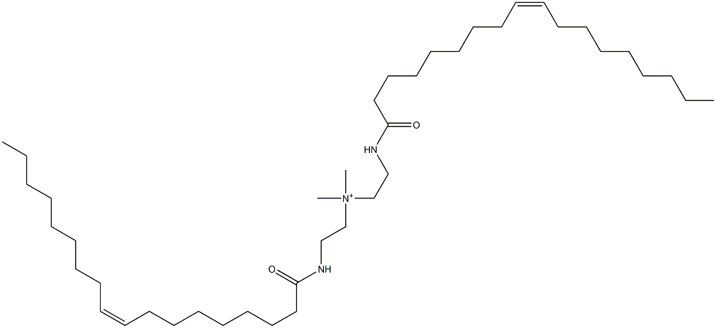 N,N-Dimethyl-2-[[(Z)-1-oxo-9-octadecenyl]amino]-N-[2-[[(Z)-1-oxo-9-octadecenyl]amino]ethyl]ethanaminium 구조식 이미지