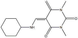 (Z)-5,6-Dihydro-6-methylene-5-(cyclohexylaminomethylene)-1,3-dimethylpyrimidine-2,4(1H,3H)-dione Structure
