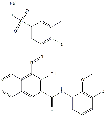 4-Chloro-3-ethyl-5-[[3-[[(3-chloro-2-methoxyphenyl)amino]carbonyl]-2-hydroxy-1-naphtyl]azo]benzenesulfonic acid sodium salt Structure