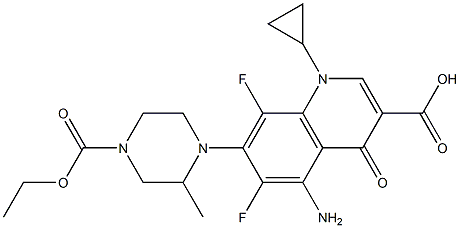 5-Amino-1-cyclopropyl-6,8-difluoro-1,4-dihydro-7-[4-ethoxycarbonyl-2-methyl-1-piperazinyl]-4-oxoquinoline-3-carboxylic acid Structure