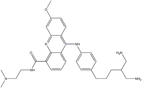 9-[4-(5-Amino-4-aminomethylpentyl)phenylamino]-N-(2-dimethylaminoethyl)-6-methoxyacridine-4-carboxamide 구조식 이미지