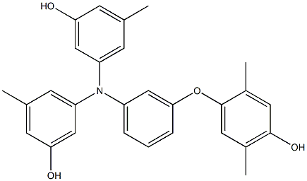 N,N-Bis(3-hydroxy-5-methylphenyl)-3-(4-hydroxy-2,5-dimethylphenoxy)benzenamine 구조식 이미지