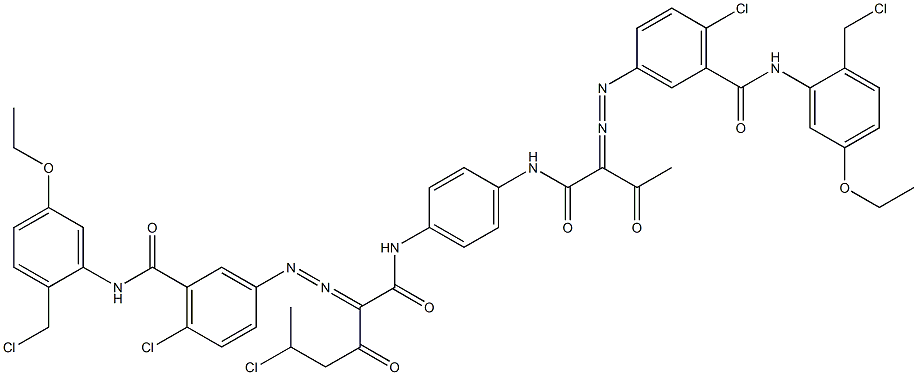 3,3'-[2-(1-Chloroethyl)-1,4-phenylenebis[iminocarbonyl(acetylmethylene)azo]]bis[N-[2-(chloromethyl)-5-ethoxyphenyl]-6-chlorobenzamide] 구조식 이미지