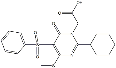 2-Cyclohexyl-4-methylthio-5-phenylsulfonyl-6-oxopyrimidine-1(6H)-acetic acid Structure