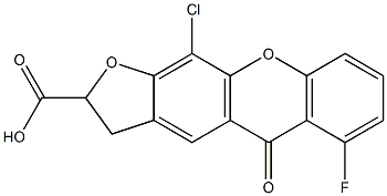 2,3-Dihydro-11-chloro-6-fluoro-5-oxo-5H-furo[3,2-b]xanthene-2-carboxylic acid 구조식 이미지
