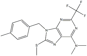 6-Dimethylamino-9-(4-methylbenzyl)-2-trifluoromethyl-8-methylthio-9H-purine 구조식 이미지