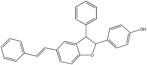 2,3-Dihydro-2-(4-hydroxyphenyl)-3-(phenyl)-5-[(E)-2-(phenyl)ethenyl]benzofuran 구조식 이미지