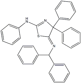 2-(Phenylamino)-5-(diphenylmethylimino)-4,4-diphenyl-2-thiazoline 구조식 이미지