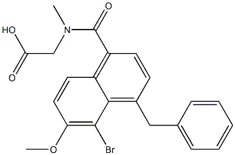 [N-[[4-Benzyl-5-bromo-6-methoxy-1-naphthalenyl]carbonyl]-N-methylamino]acetic acid 구조식 이미지