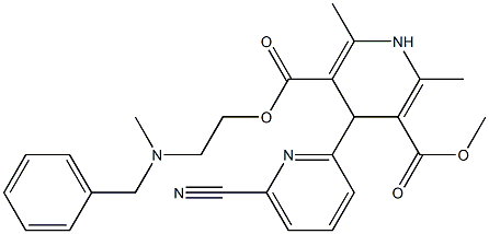 4-(6-Cyanopyridin-2-yl)-1,4-dihydro-2,6-dimethylpyridine-3,5-dicarboxylic acid 3-methyl 5-[2-(N-methyl-N-benzylamino)ethyl] ester 구조식 이미지