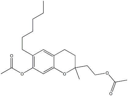 7-Acetoxy-6-hexyl-3,4-dihydro-2-methyl-2H-1-benzopyran-2-ethanol acetate 구조식 이미지