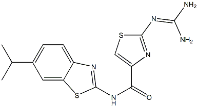 2-(Diaminomethyleneamino)-N-(6-isopropyl-2-benzothiazolyl)thiazole-4-carboxamide Structure
