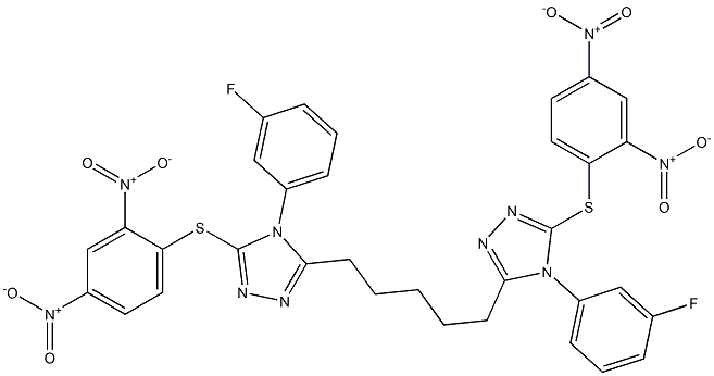 5,5'-(1,5-Pentanediyl)bis[4-(3-fluorophenyl)-3-(2,4-dinitrophenylthio)-4H-1,2,4-triazole] 구조식 이미지