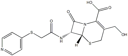 (6R,7R)-3-(Hydroxymethyl)-8-oxo-7-[2-(4-pyridylthio)acetylamino]-5-thia-1-azabicyclo[4.2.0]octa-2-ene-2-carboxylic acid 구조식 이미지