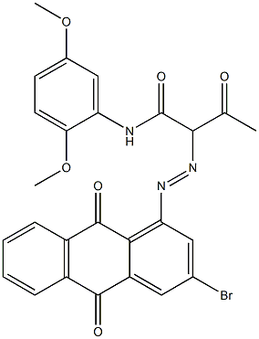 2-[(3-Bromo-9,10-dioxo-9,10-dihydroanthracen-1-yl)azo]-N-(2,5-dimethoxyphenyl)-3-oxobutanamide 구조식 이미지