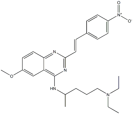 N-[4-(Diethylamino)-1-methylbutyl]-6-methoxy-2-(4-nitrostyryl)quinazolin-4-amine 구조식 이미지
