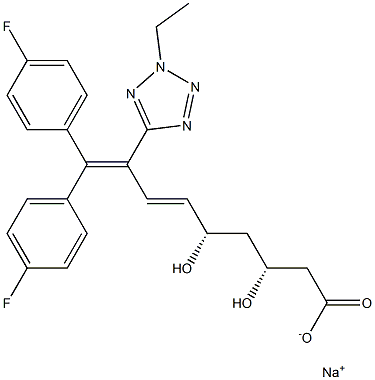 (3R,5S,6E)-9,9-Bis(4-fluorophenyl)-3,5-dihydroxy-8-[2-ethyl-2H-tetrazol-5-yl]-6,8-nonadienoic acid sodium salt Structure