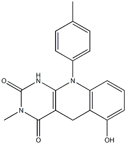 1,5-Dihydro-3-methyl-6-hydroxy-10-(p-tolyl)pyrimido[4,5-b]quinoline-2,4(3H,10H)-dione 구조식 이미지