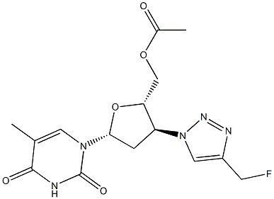 5'-O-Acetyl-3'-(4-(fluoromethyl)-1H-1,2,3-triazol-1-yl)-3'-deoxythymidine Structure