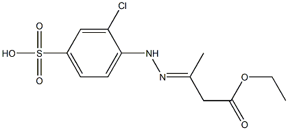 3-Chloro-4-[N'-(2-ethoxycarbonyl-1-methylethylidene)hydrazino]benzenesulfonic acid 구조식 이미지