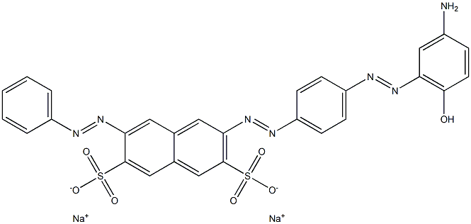 2-[[4-[(3-Amino-6-hydroxyphenyl)azo]phenyl]azo]-7-(phenylazo)-3,6-naphthalenedisulfonic acid disodium salt Structure