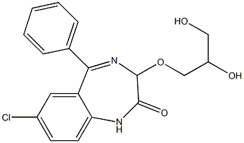 1,3-Dihydro-7-chloro-3-(2,3-dihydroxypropoxy)-5-phenyl-2H-1,4-benzodiazepin-2-one 구조식 이미지