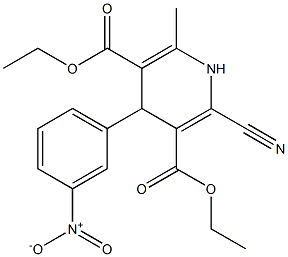 4-(3-Nitrophenyl)-2-cyano-6-methyl-1,4-dihydropyridine-3,5-dicarboxylic acid diethyl ester Structure