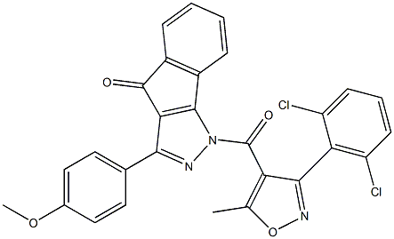 1-((3-(2,6-Dichlorophenyl)-5-methylisoxazol-4-yl)carbonyl)-3-(4-methoxyphenyl)indeno[2,3-d]pyrazol-4-one Structure
