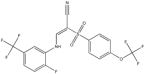 3-((2-Fluoro-5-(trifluoromethyl)phenyl)amino)-2-((4-(trifluoromethoxy)phenyl)sulfonyl)prop-2-enenitrile Structure
