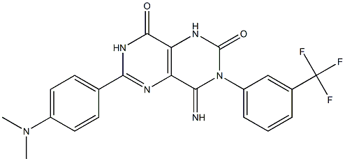 6-(4-(Dimethylamino)phenyl)-4-imino-3-(3-(trifluoromethyl)phenyl)-1,3,7-trihydro-5,7-diazaquinazoline-2,8-dione Structure