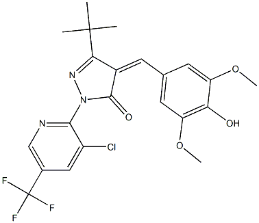 3-(tert-Butyl)-1-(3-chloro-5-(trifluoromethyl)(2-pyridyl))-4-((4-hydroxy-3,5-dimethoxyphenyl)methylene)-2-pyrazolin-5-one Structure