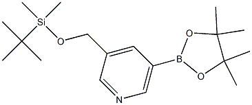 3-((tert-butyldimethylsilyloxy)methyl)-5-(4,4,5,5-tetramethyl-1,3,2-dioxaborolan-2-yl)pyridine 구조식 이미지