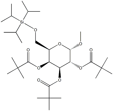 Methyl 2,3,4-tri-O-pivaloyl-6-O-triisopropylsilyl-a-D-galactopyranoside 구조식 이미지