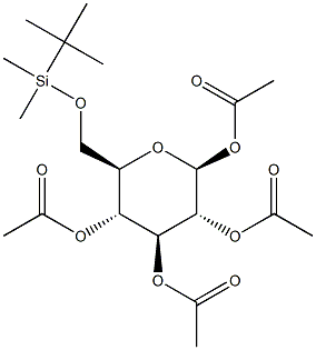 1,2,3,4-Tetra-O-acetyl-6-O-(tert-butyldimethylsilyl)-b-D-glucopyranose 구조식 이미지