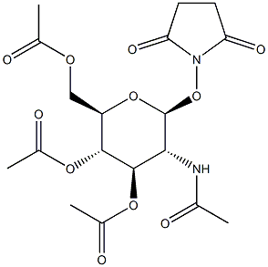 O-(2-Acetamido-3,4,6-tri-O-acetyl-2-deoxy-b-D-glucopyranosyl)-N-hydroxysuccinimide 구조식 이미지