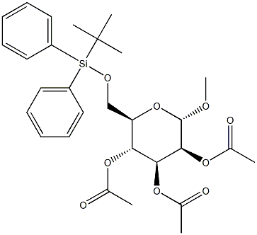 Methyl 2,3,4-tri-O-acetyl-6-O-tert-butyldiphenylsilyl-a-D-mannopyranoside 구조식 이미지