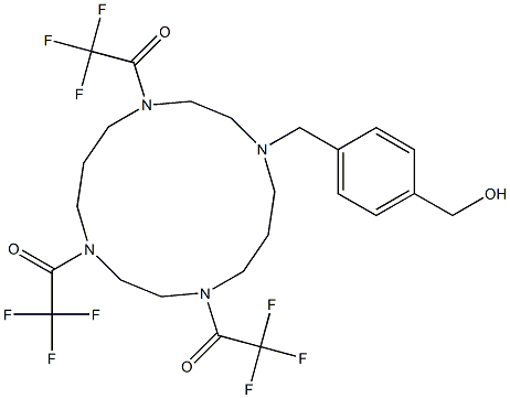 1,1',1''-(11-(4-(hydroxymethyl)benzyl)-1,4,8,11- tetraazacyclotetradecane-1,4,8-triyl)tris(2,2,2-trifluoroethan-1-one) 구조식 이미지