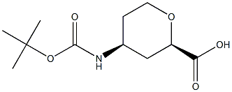(2R,4S)-4-((tert-butoxycarbonyl)amino)tetrahydro-2H-pyran-2-carboxylic acid Structure