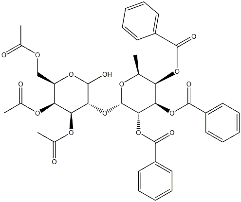 3,4,6-Tri-O-acetyl-2-O-(2,3,4-tri-O-benzoyl-a-L-fucopyranosyl)-D-galactopyranose 구조식 이미지