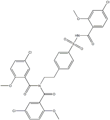 5-Chloro-N-(5-chloro-2-methoxybenzoyl)-N-(4-(N-(4-chloro-2-methoxybenzoyl)sulfamoyl)phenethyl)-2-methoxybenzamide Structure
