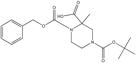 1-((benzyloxy)carbonyl)-4-(tert-butoxycarbonyl)-2-methylpiperazine-2-carboxylic acid Structure