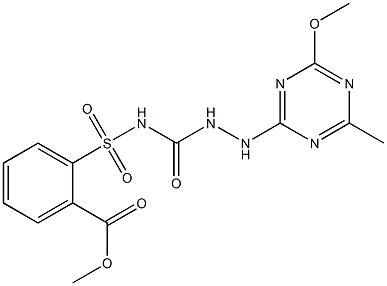 Methyl 2-[4-methoxy-6-methyl-1,3,5-triazin-2-ylaminoaminocarbonylsulfamoyl]benzoate 구조식 이미지