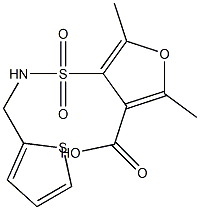 2,5-Dimethyl-4-{[(thien-2-ylmethyl)amino]sulphonyl}furan-3-carboxylic acid 97% Structure