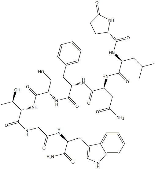 pyroglutamyl-leucyl-asparaginyl-phenylalanyl-seryl-threonyl-glycyl-tryptophanamide Structure
