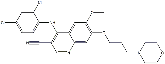 4-((2,4-dichlorophenyl)aminio)-6-methoxy-7-(3-morpholin-4-ylpropoxy)-3-quinolinecarbonitrile 구조식 이미지