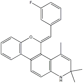 5-(3-fluorobenzylidene)-1,2-dihydro-2,2,4-trimethyl-5H-chromeno(3,4-f)quinoline 구조식 이미지