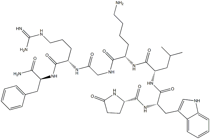 pyroglutamyl-tryptophyl-leucyl-lysyl-glycyl-arginyl-phenylalaninamide 구조식 이미지