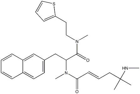 5-methyl-5-(methylamino)-N-methyl-N-(1-(N-methyl-N-(2-(2-thienyl)ethyl)carbamoyl)-2-(2-naphthyl)ethyl)hex-2-enamide Structure