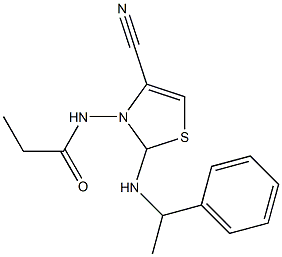 2-(1-phenyl)ethylamino-3-propionylamino-4-cyanothiazole 구조식 이미지