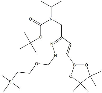 tert-butyl isopropyl((5-(4,4,5,5-tetramethyl-1,3,2-dioxaborolan-2-yl)-1-((2-(trimethylsilyl)ethoxy)methyl)-1H-pyrazol-3-yl)methyl)carbamate Structure